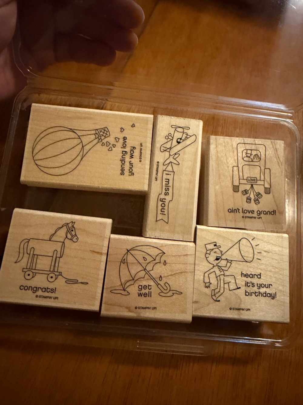 Stampin Up Aint Love Grand Wood Mount Rubber Stamp Set 6pc Hostess‎ Retired